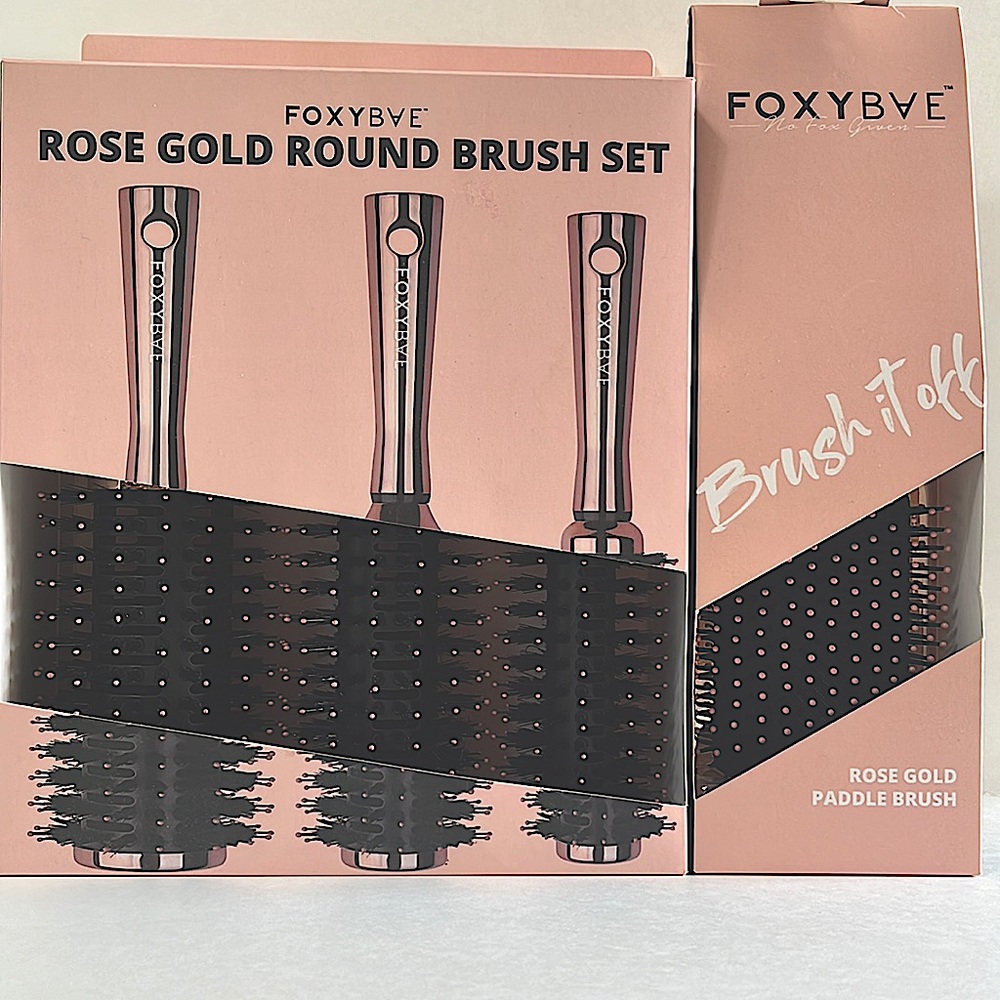 Foxy Bae Rose Gold Hair Brushes Bundle